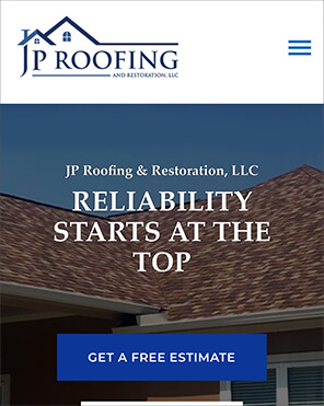 JP Roofing & Restoration responsive website — brand design and web development by Melissa Cadavid